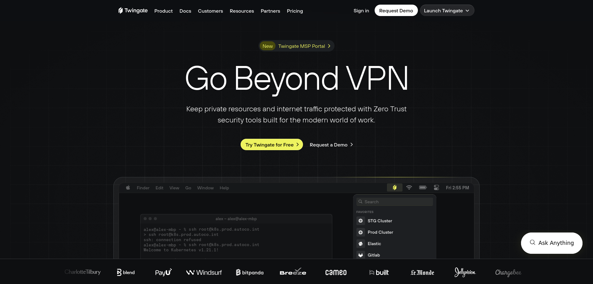 Twingate homepage